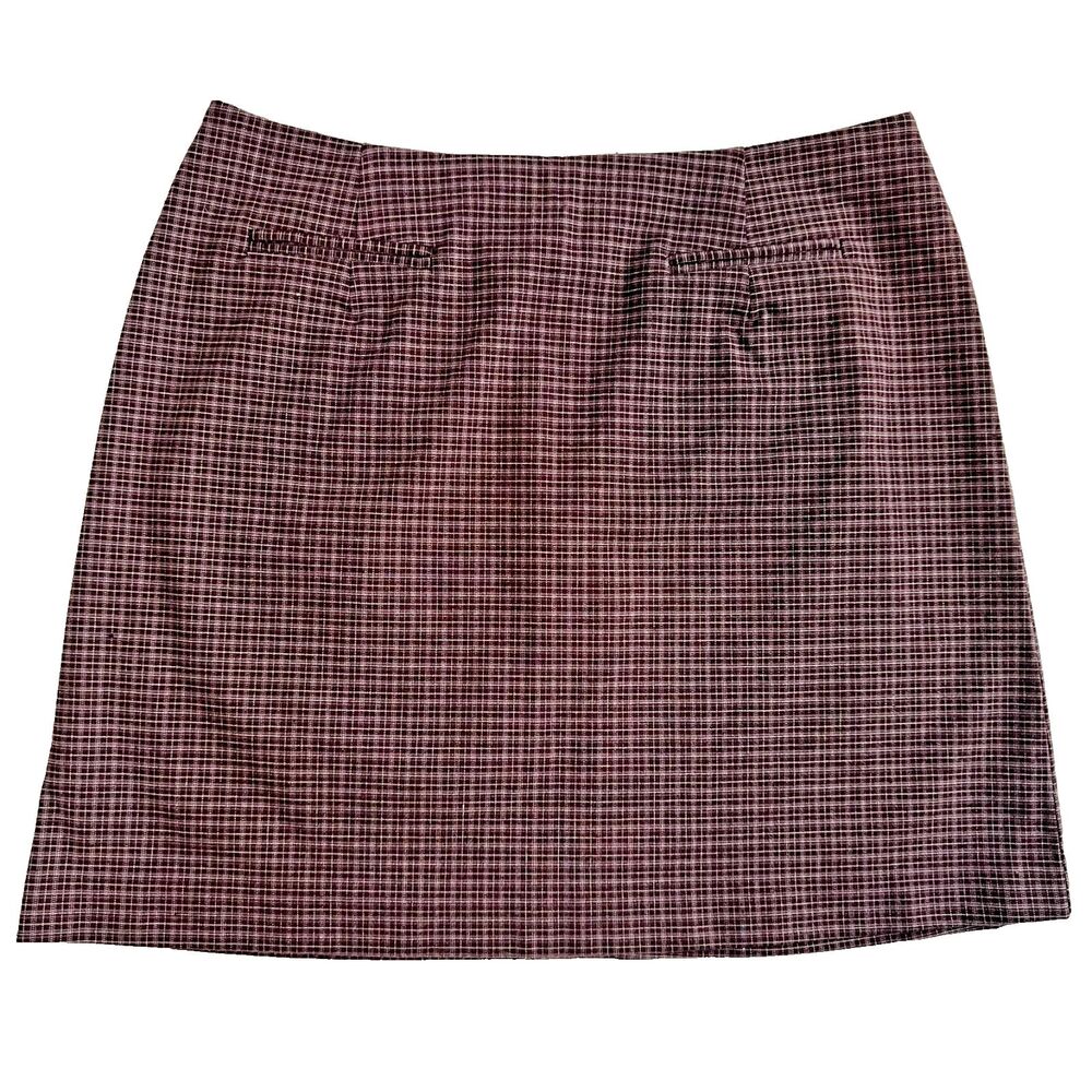 Y2K Plum Plaid Woven Straight Skirt Old Money Preppy Academia Talbots Petite 12